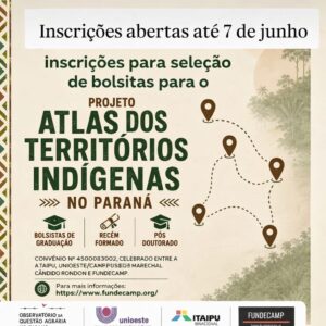 Unioeste seleciona bolsistas para projeto sobre territórios indígenas no Paraná